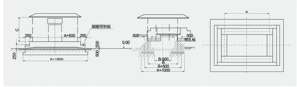 YB Intelligent prefabricated substation outline and mounting dimensions